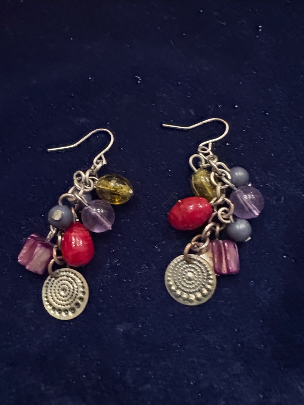 VTG Premier Designs Bohemian Multicolor Bead Drop Earrings